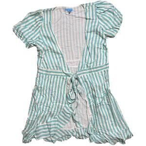 Draper James RSVP Dress Womens Size M Puff Sleeve Turquoise Blue